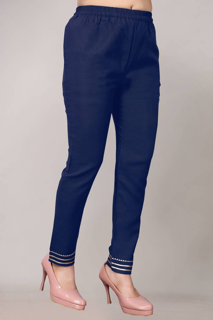 Navy Blue Trendy cotton silk long-kurtis