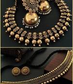 Binnis wardrobe Gold kolhapuri set and Gold tone choker jewellery set