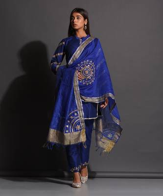 Blue Chromed Gotapatti Suit 1