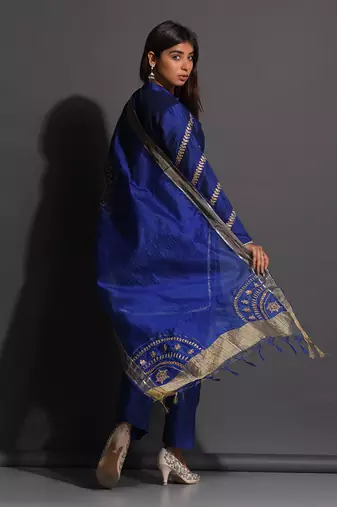 Blue Chromed Gotapatti Suit