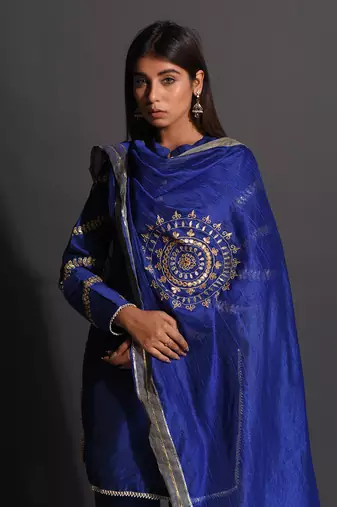 Blue Chromed Gotapatti Suit