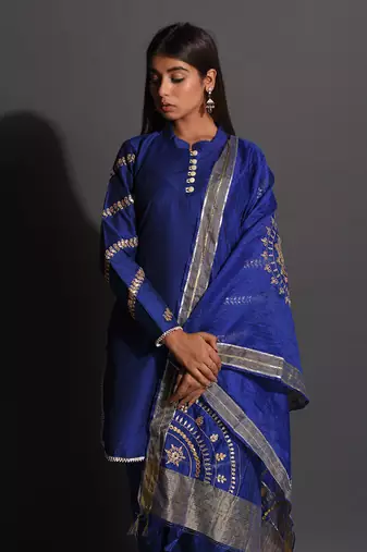 Blue Chromed Gotapatti Suit