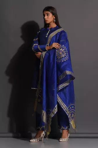 Blue Chromed Gotapatti Suit