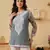 Hand Embroidered Grey Georgette Lucknowi Chikankari Indian Women Short Kurti With Slip
