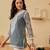 Hand Embroidered Grey Georgette Lucknowi Chikankari Indian Women Short Kurti With Slip