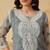 Hand Embroidered Grey Georgette Lucknowi Chikankari Indian Women Short Kurti With Slip