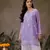 Handmade Mauve Georgette Lucknowi Chikankari Women Straight Short Kurti With Slip
