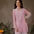 Hand Crafted Pink Georgette Lucknowi Chikankari Indian Women Straight Short Kurti With Slip