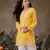 Hand Embroidered Yellow Georgette Lucknowi Chikankari Indian Women Straight Short Kurti With Slip