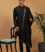 Black embroidered pure viscose kurta-pajama