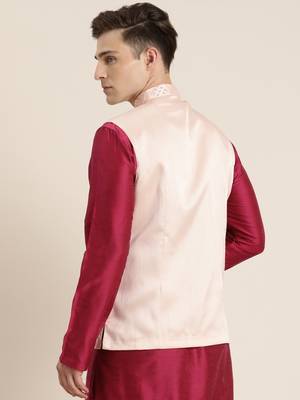Pink embroidered pure silk blend kurta-pajama 3
