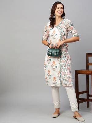 Women White Cotton Ethnic Motifs Straight Kurta 5