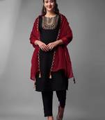 Designer Looking Fancy Black Colour Readymade Suit For Trendy Looks