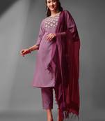 Designer Looking Fancy Purple Colour Readymade Suit For Trendy Looks