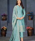 Ethnic Looks Fancy Partywear Sky Blue Colour Woven Salwaar Kameez On Dola Silk Fabric