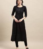 Designer Sequins Work Fancy Black Colour Kurti In Rayon Fabric For Trendy Looks