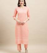 Designer Sequins Work Fancy Peach Colour Kurti In Rayon Fabric For Trendy Looks