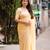 Yellow printed chiffon saree with blouse