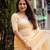 Yellow printed chiffon saree with blouse