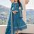 Ethnic Style Firozi Colour Partywear Kurti With Dupatta For Girlish Looks
