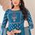 Ethnic Style Firozi Colour Partywear Kurti With Dupatta For Girlish Looks