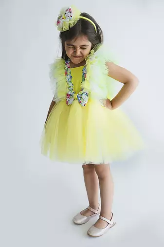 Eleena Yellow Frilly Dress