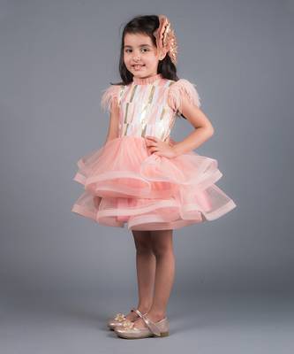 Pink Angelica Sequins Feather Dress 1