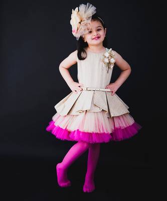 Aurora Pink Golden Pepplum Dress 1