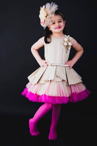 Aurora Pink Golden Pepplum Dress