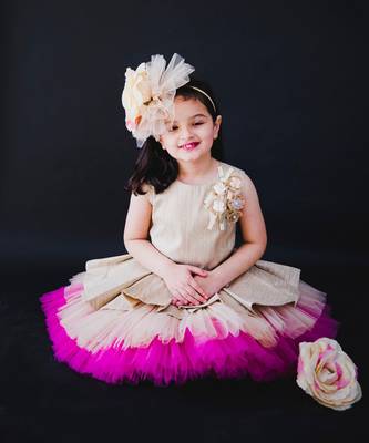 Aurora Pink Golden Pepplum Dress 3