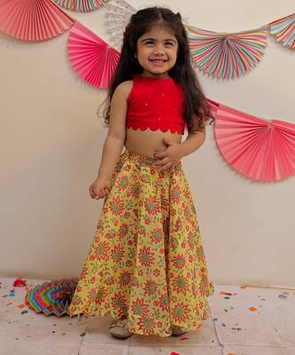 Yellow Sunshine Skirt With Crop Top 1