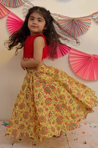 Yellow Sunshine Skirt With Crop Top
