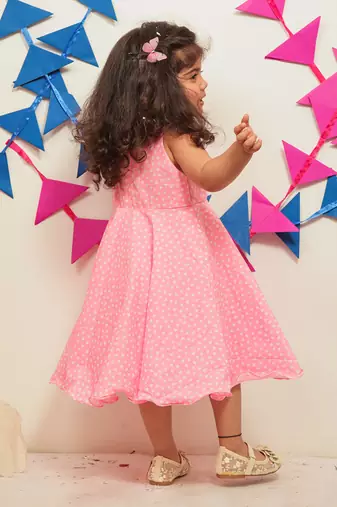 Pink White Floral Dress