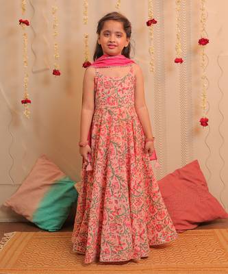 Pink Kamal Long Anarkali With Dupatta 1