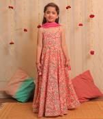 Pink Kamal Long Anarkali With Dupatta