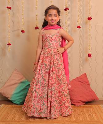 Pink Kamal Long Anarkali With Dupatta 2