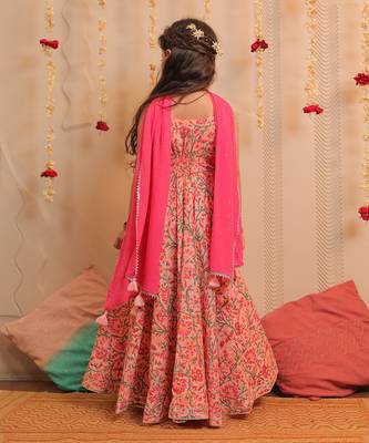 Pink Kamal Long Anarkali With Dupatta 5