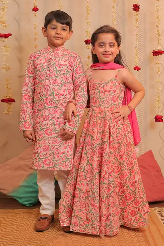 Pink Kamal Long Anarkali With Dupatta