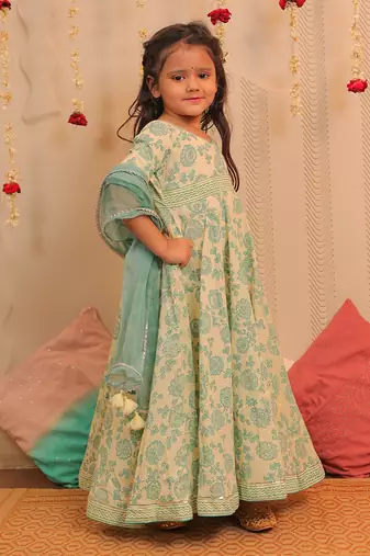 Yellow Lily Long Anarkali With Dupatta