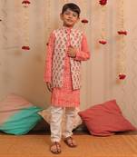 Orange Mogra Kurta Jacket Set