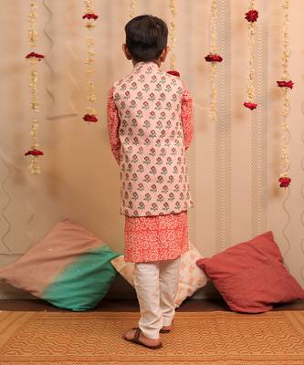 Orange Mogra Kurta Jacket Set 3