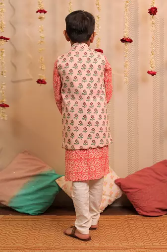 Orange Mogra Kurta Jacket Set