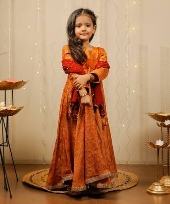 Mustard Full Length Kurta With Dupatta 1
