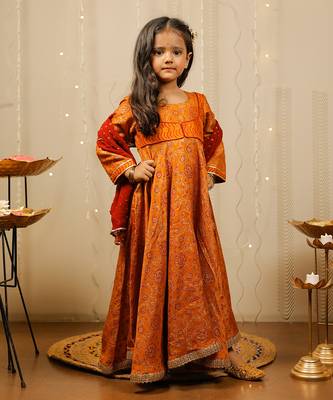 Mustard Full Length Kurta With Dupatta 2