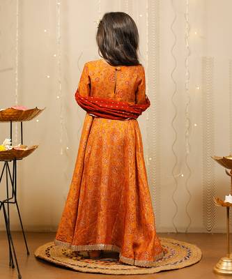 Mustard Full Length Kurta With Dupatta 3