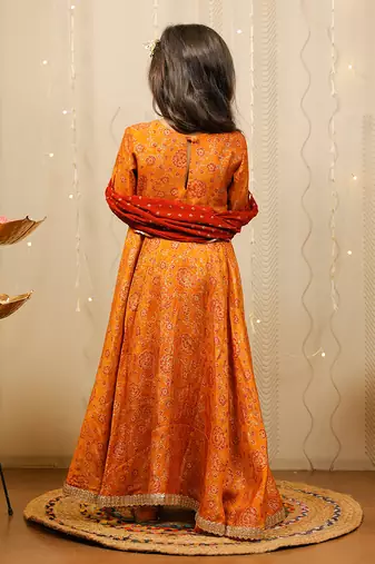 Mustard Full Length Kurta With Dupatta
