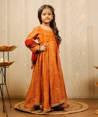 Mustard Full Length Kurta With Dupatta 4