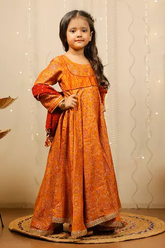 Mustard Full Length Kurta With Dupatta