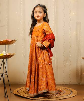 Mustard Full Length Kurta With Dupatta 5