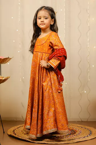 Mustard Full Length Kurta With Dupatta